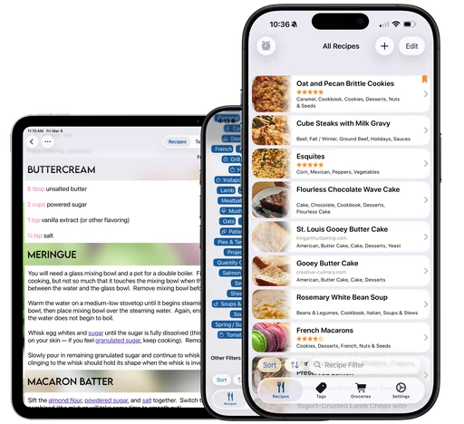 Cookery running on iPhone and iPad