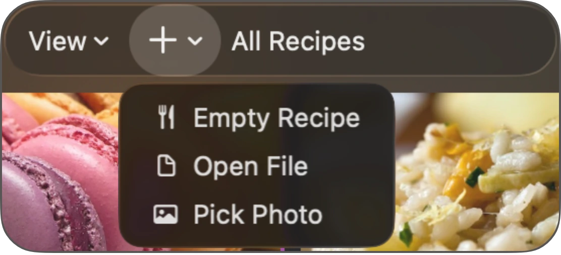 Import from Photo in Cookery for Mac